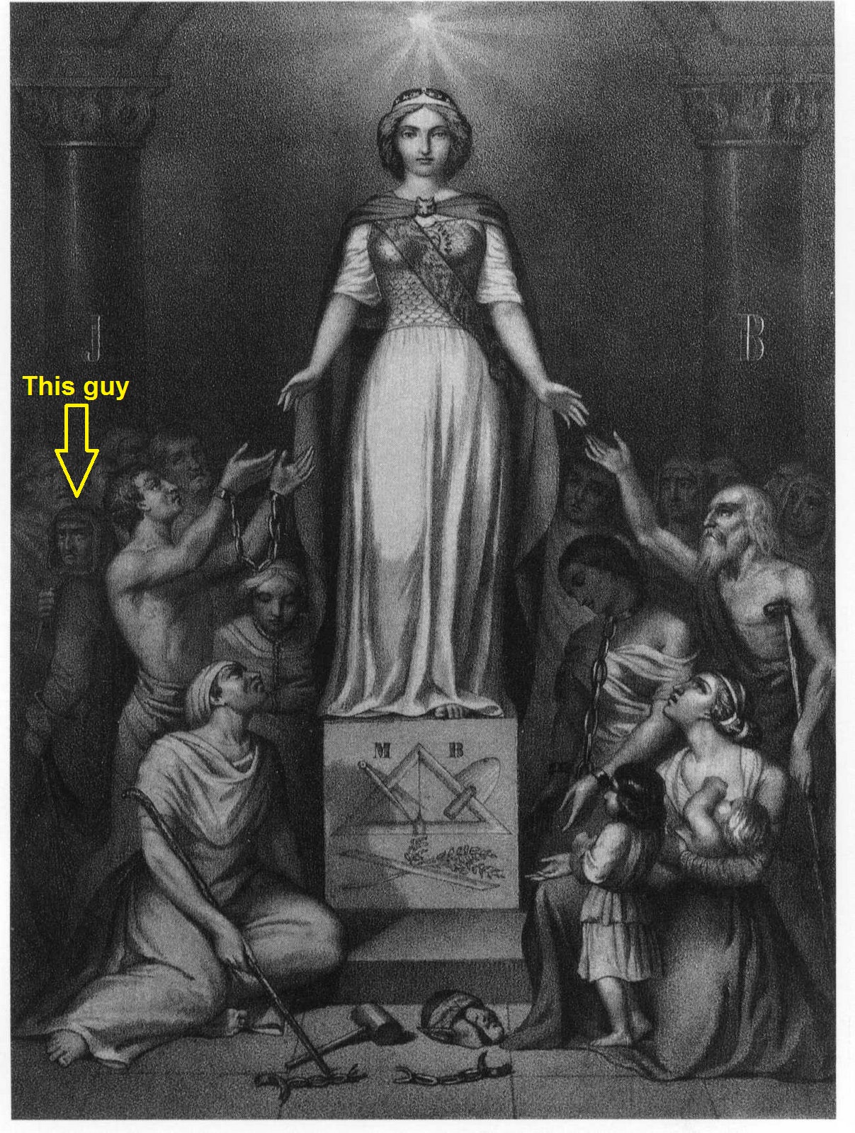 Freemasonry and humanity b and w with arrow.jpg